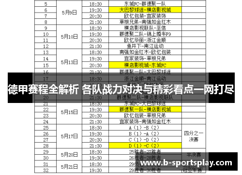 德甲赛程全解析 各队战力对决与精彩看点一网打尽